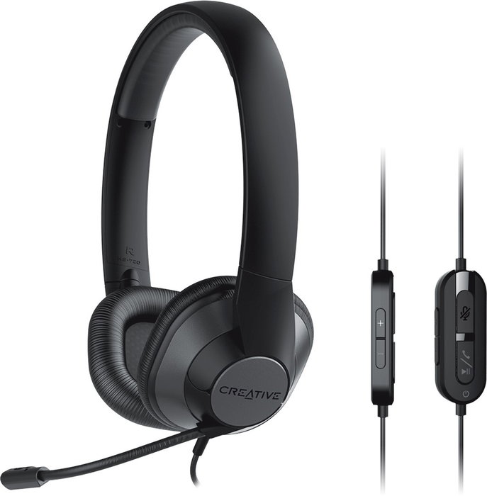Creative Labs HS-720 V2 Auriculares USB con Micrófono Negro con Cancelación de Ruido y Control Remoto