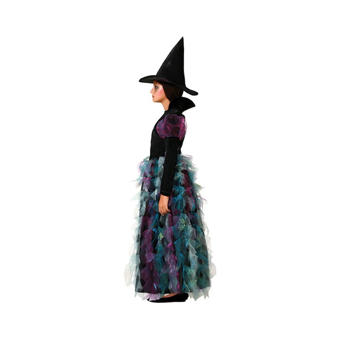 Disfraz Infantil Bruja Colorida - Vestido Multicolor con Sombrero Puntiagudo