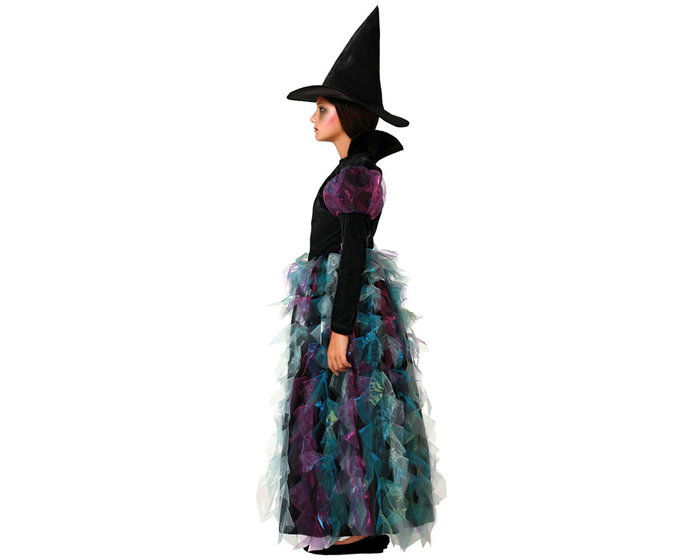 Disfraz Infantil Bruja Colorida - Vestido Multicolor con Sombrero Puntiagudo