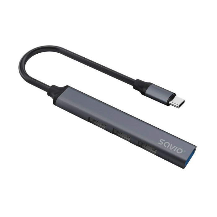 Concentrador usb-c savio ak-71 - 3 x usb-a 2.0, 1 x usb-a 3.0, 4 en 1, 5 gbps