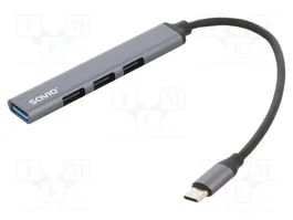 Savio AK-71 Hub USB-C con 3 x USB-A 2.0, 1 x USB-A 3.1 Gen 1, gris