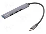 Savio AK-71 Hub USB-C con 3 x USB-A 2.0, 1 x USB-A 3.1 Gen 1, gris