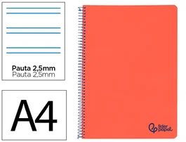 Liderpapel Cuaderno Espiral A4 Wonder Rojo 80 Hojas