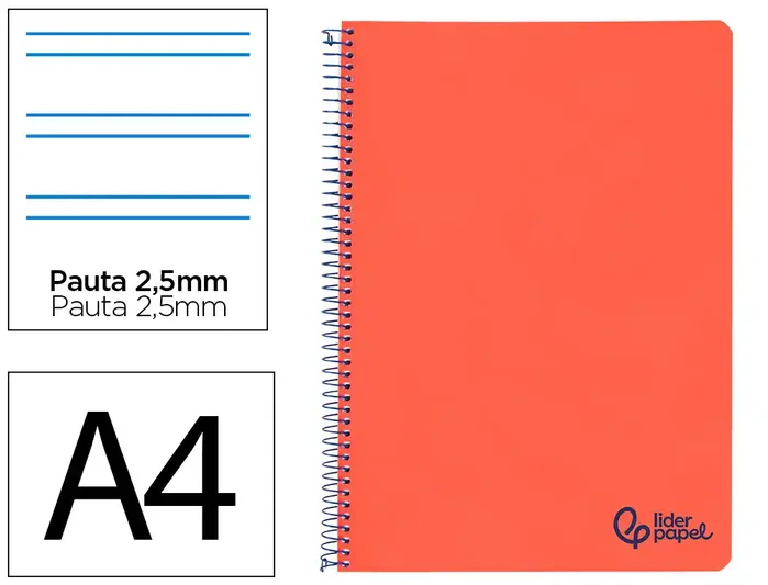 Liderpapel Cuaderno Espiral A4 Wonder Rojo 80 Hojas Liderpapel Cuaderno Espiral A4 Wonder Rojo 80 Hojas