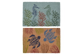 DKD Home Decor Felpudo Mediterraneo Fibra Coco Goma Natural Turquesa Multicolor 40 x 60 x 1.5 cm (6 Unidades)