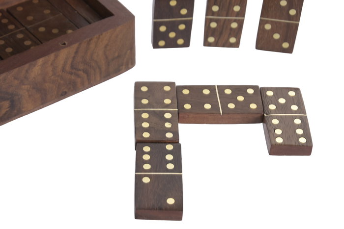 DKD Home Decor Juego de Dominó de Acacia Marrón y Dorado Set de 2 piezas DKD Home Decor Juego de Dominó de Acacia Marrón y Dorado Set de 2 piezas