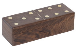 DKD Home Decor Juego de Dominó de Acacia Marrón y Dorado Set de 2 piezas