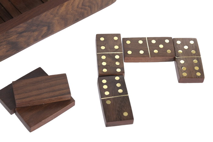 DKD Home Decor Juego de Dominó de Acacia Marrón y Dorado Set de 2 piezas DKD Home Decor Juego de Dominó de Acacia Marrón y Dorado Set de 2 piezas