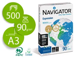 Navigator Papel Multiuso Ink-jet y Laser Din A3 90 Gramos Paquete de 500 Hojas Blanco
