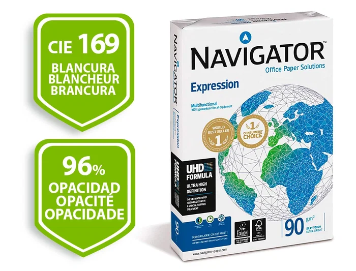 Navigator Papel Multiuso Ink-jet y Laser Din A3 90 Gramos Paquete de 500 Hojas Blanco