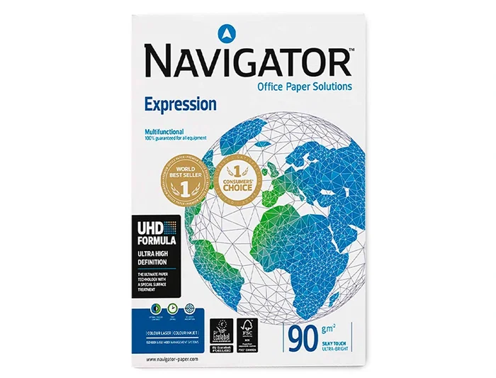 Navigator Papel Multiuso Ink-jet y Laser Din A3 90 Gramos Paquete de 500 Hojas Blanco