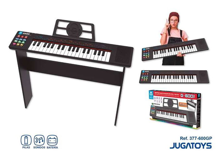 iDance Teclado Electrónico 37 Teclas Base Madera Negro