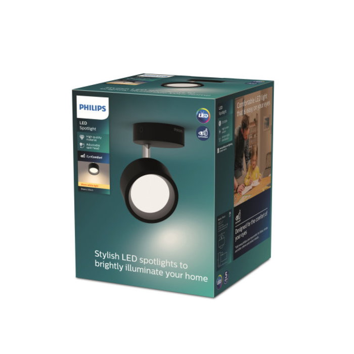Signify Bracia Spot Lámpara de Techo 1x5.5W 2700K Negro