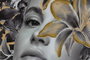 DKD Home Decor Cuadro Moderno Mujer Flores Gris Amarillo Lienzo PS 100 x 100 cm (2 Unidades)