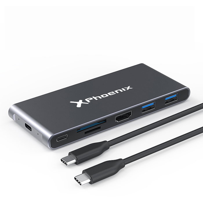 Phoenix 7 en 1 Hub Multifunción USB-C para SSD M.2 NVMe 2280, con 2x USB 3.0, HDMI 4K@30Hz, Lector SD/TF y PD 60W - Compatible con Mac M1/M2 Phoenix 7 en 1 Hub Multifunción USB-C para SSD M.2 NVMe 2280, con 2x USB 3.0, HDMI 4K@30Hz, Lector SD/TF y PD 60W - Compatible con Mac M1/M2