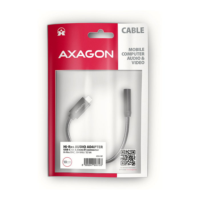 Axagon ADA-HC Adaptador de audio Hi-Res USB-C a 3,5 mm