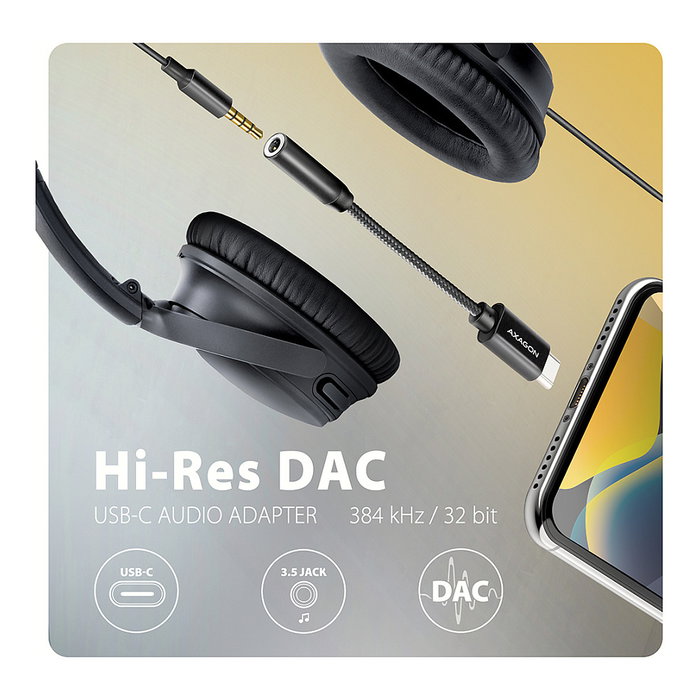 Axagon ADA-HC Adaptador de audio Hi-Res USB-C a 3,5 mm