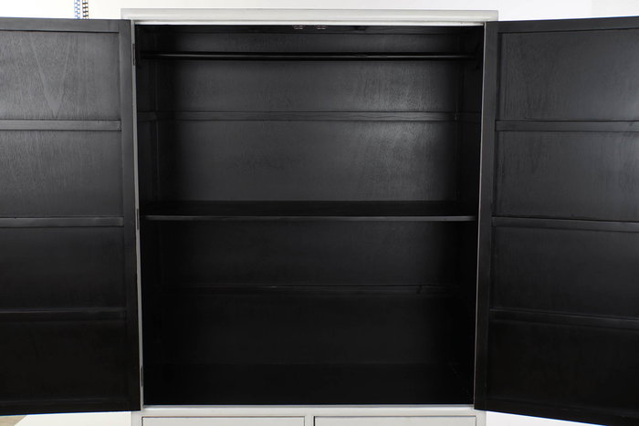 DKD Home Decor Armario Oriental Kamakura Blanco Dorado 120 x 50 x 175 cm Álamo Metal