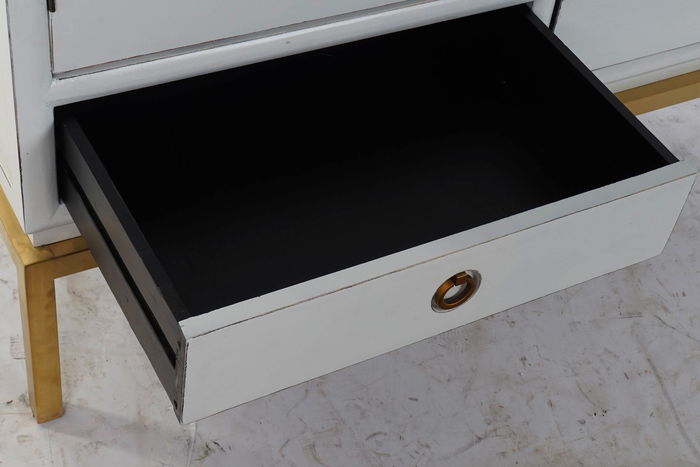 DKD Home Decor Armario Oriental Kamakura Blanco Dorado 120 x 50 x 175 cm Álamo Metal