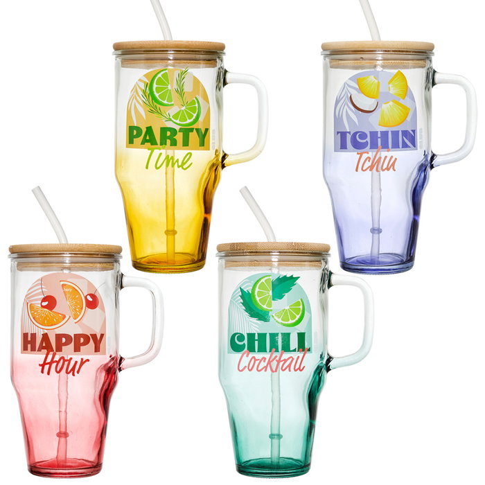 Cook Concept Mini Mug Miami Botella de Vidrio con Tapa de Bambú 650 ml
