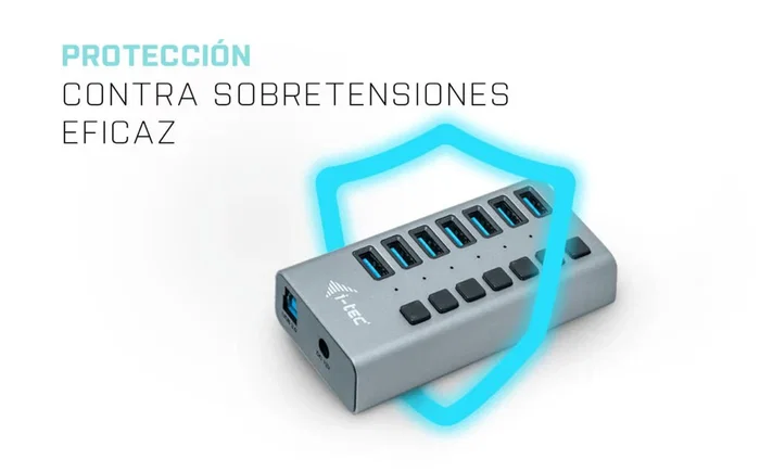 i-tec U3CHARGEHUB7 Hub USB 3.0 con 7 Puertos y Adaptador 36W para Carga y Transferencia de Datos, Compatible con PC, Mac, Laptop
