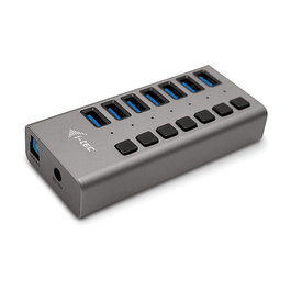 i-tec Hub USB 3.0 de 7 Puertos con Adaptador de Carga 36W - Concentrador USB con Alimentación