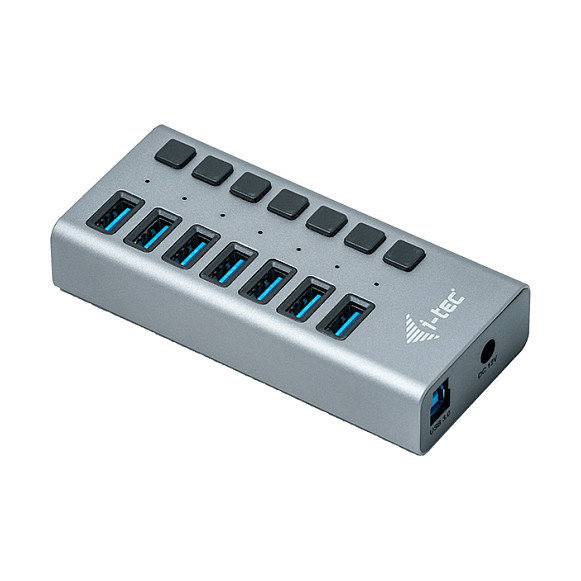i-tec Hub USB 3.0 de 7 Puertos con Adaptador de Carga 36W - Concentrador USB con Alimentación