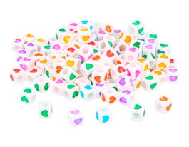 Innspiro Cuentas de Plástico en Cubos Corazones Multicolor Opaco 7mm