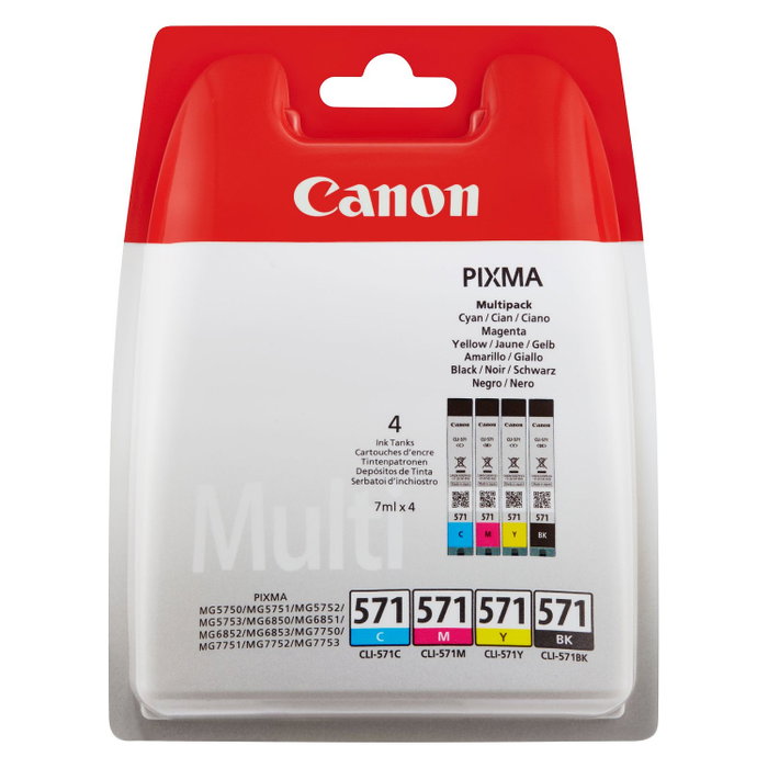 Canon CLI-571 Multipack Original Negro, Cian, Magenta, Amarillo - Tinta Colorante 7ml Canon CLI-571 Multipack Original Negro, Cian, Magenta, Amarillo - Tinta Colorante 7ml