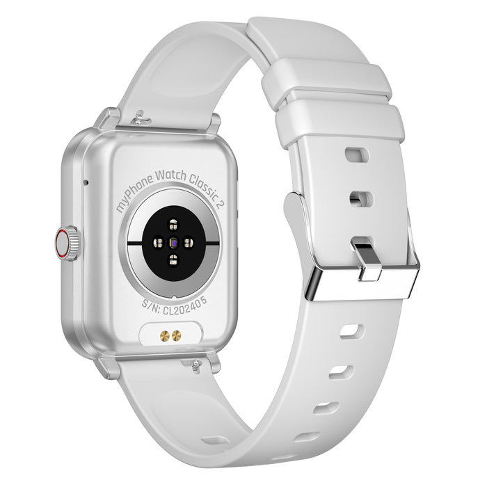 Myphone SmartWatch Classic 2, Reloj Inteligente con Pantalla Táctil IPS de 1.8", Bluetooth 5.0, Monitorización Cardíaca, Oxígeno y Sueño, IP65, para iOS y Android - Plata