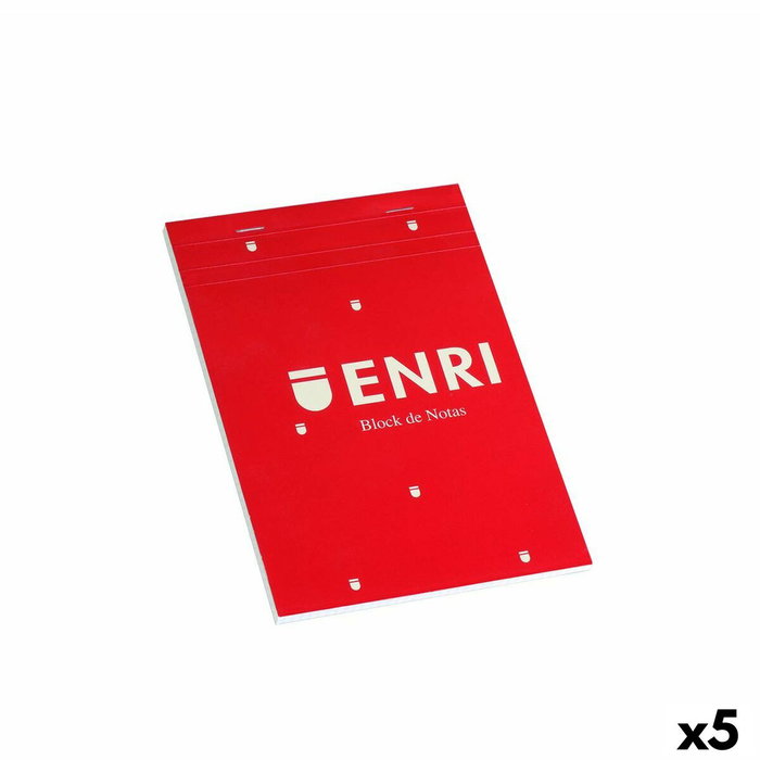Enri Set de 5 Blocs de Notas Grapados A5 80H Tapa Blanda Rojo