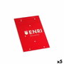 Enri Set de 5 Blocs de Notas Grapados A5 80H Tapa Blanda Rojo
