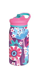 QUOKKA Botella Termo Kids 445ml Acero Inoxidable con Sipper Pop Blooming Garden, Tapa Antiderrames