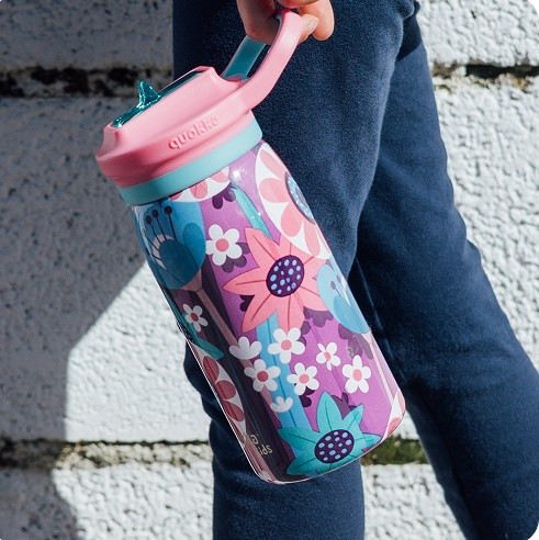 QUOKKA Botella termo Quokka Kids 445ml acero inox con sipper pop Blooming Garden QUOKKA Botella termo Quokka Kids 445ml acero inox con sipper pop Blooming Garden