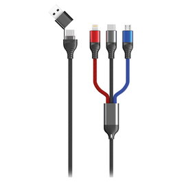 2GO 797361 Cable de 1,2 m USB A/USB C a USB C/Micro-USB/Lightning