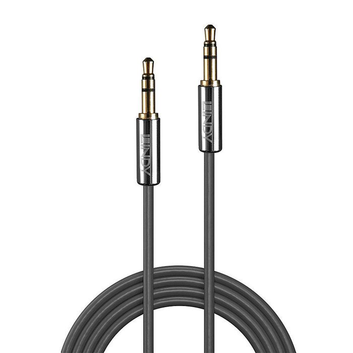 Lindy Cromo Line Cable Audio 3.5mm Macho a Macho 2m para Hi-Fi, Smartphone, Auto - Conectores Bañados en Oro 24K