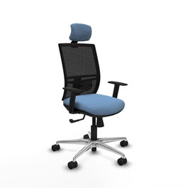 PIQUERAS Y CRESPO Silla de oficina Yunquera con mecanismo Sincro, Azul cielo y Negro