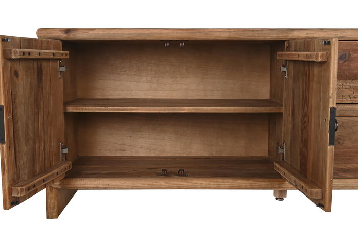DKD Home Decor Mueble TV Oriental Japonés Madera Reciclada Natural 156 x 44 x 65 cm