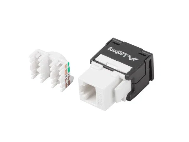 Lanberg KSUA-2000 Módulo de Conector de Red Plano Keystone RJ-45 a LSA, F/F, UTP Cat.6a, Negro y Blanco