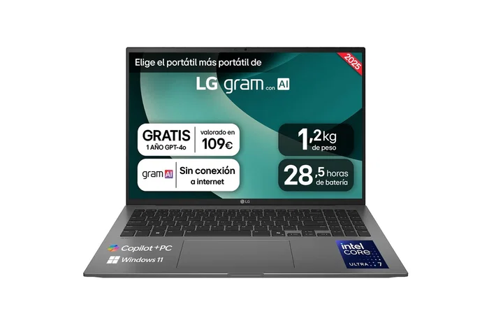 PortÁtil lg gram 16z90tl-g.au88b intel core ultra 7-258v 32gb 1tb ssd 16' win11