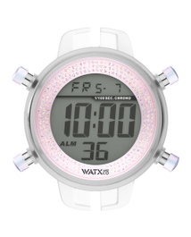 Watxandco RWA1130 Reloj Digital para Mujer con Caja Transparente y Esfera Rosa