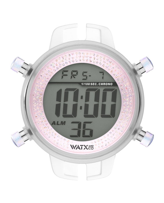 Watxandco RWA1130 Reloj Digital para Mujer con Caja Transparente y Esfera Rosa Watxandco RWA1130 Reloj Digital para Mujer con Caja Transparente y Esfera Rosa