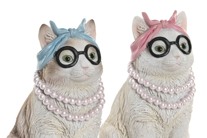 DKD Home Decor Figura de Gato en Resina Surtido de 2 Unidades