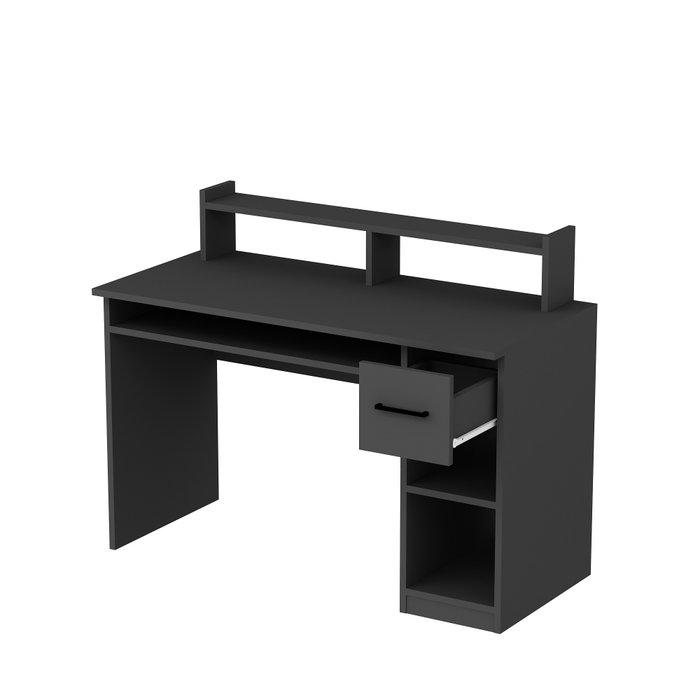 Hanah Home Mesa de Estudio Anthracite con Bandeja para Teclado, Cajón y Estantes, Montaje en Pared, 120cm