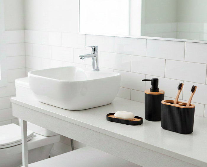 Inde Set de 6 Accesorios de Baño Confortime - Incluye Portarrollos, Toallero y Más, Dimensiones: 19.2 cm Ancho x 24.9 cm Alto x 19.2 cm Largo (6 Unidades)