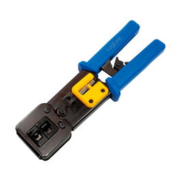 Logilink Crimpadora MP0027 para Conectores RJ11/RJ12/RJ45, para Cable Modular Doble 8P/6P+EZ, Termina Cat5e y Cat6, con Cortador y Pelacables Integrados, Marco de Acero