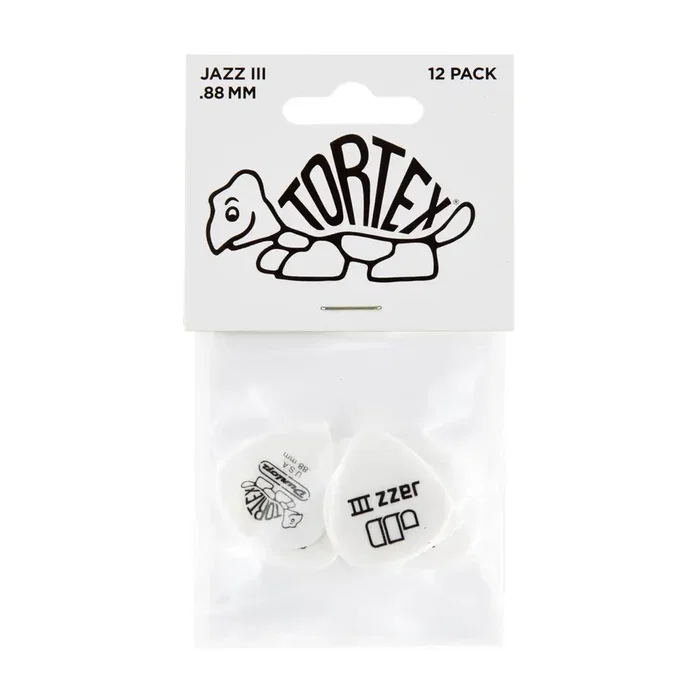 Dunlop Púas Tortex White Jazz III 0,88 mm (Pack de 12)