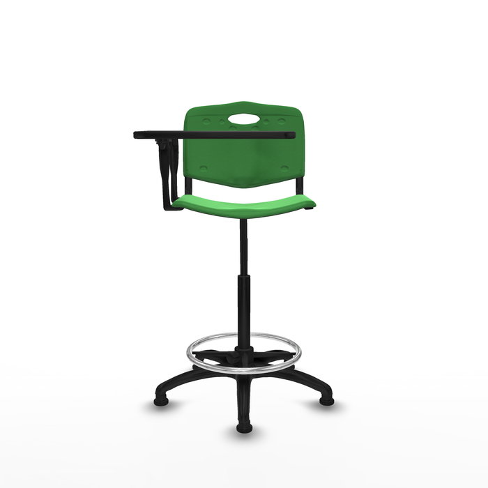 Taburete Robledo con mecanismo Giratorio de PVC color Verde. Equipado con Base poliamida negra, No aplicay Topes