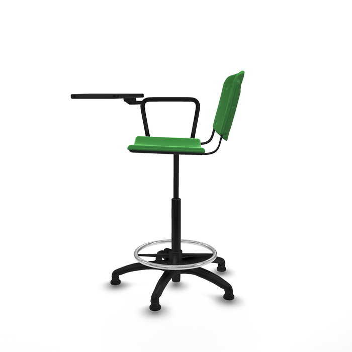Taburete Robledo con mecanismo Giratorio de PVC color Verde. Equipado con Base poliamida negra, No aplicay Topes