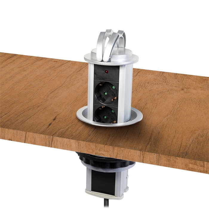 LogiLink Regleta de enchufes pop-up con 3 tomas de seguridad, 100 mm